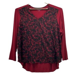 Croft And Barrow Blouse Maroon Red‎ 3X
